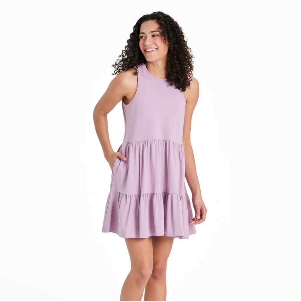 ⭐ Life Is Good Violet Purple Solid Tiered Tank Dress Small